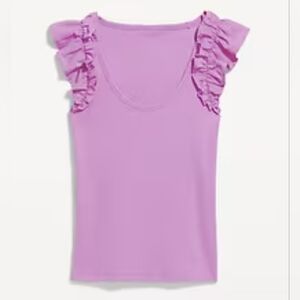 OLD NAVY MIXED FABRIC RUFFLED TANK TOP PINK ROCK ROSE Medium NEW WITH TAGS NWT